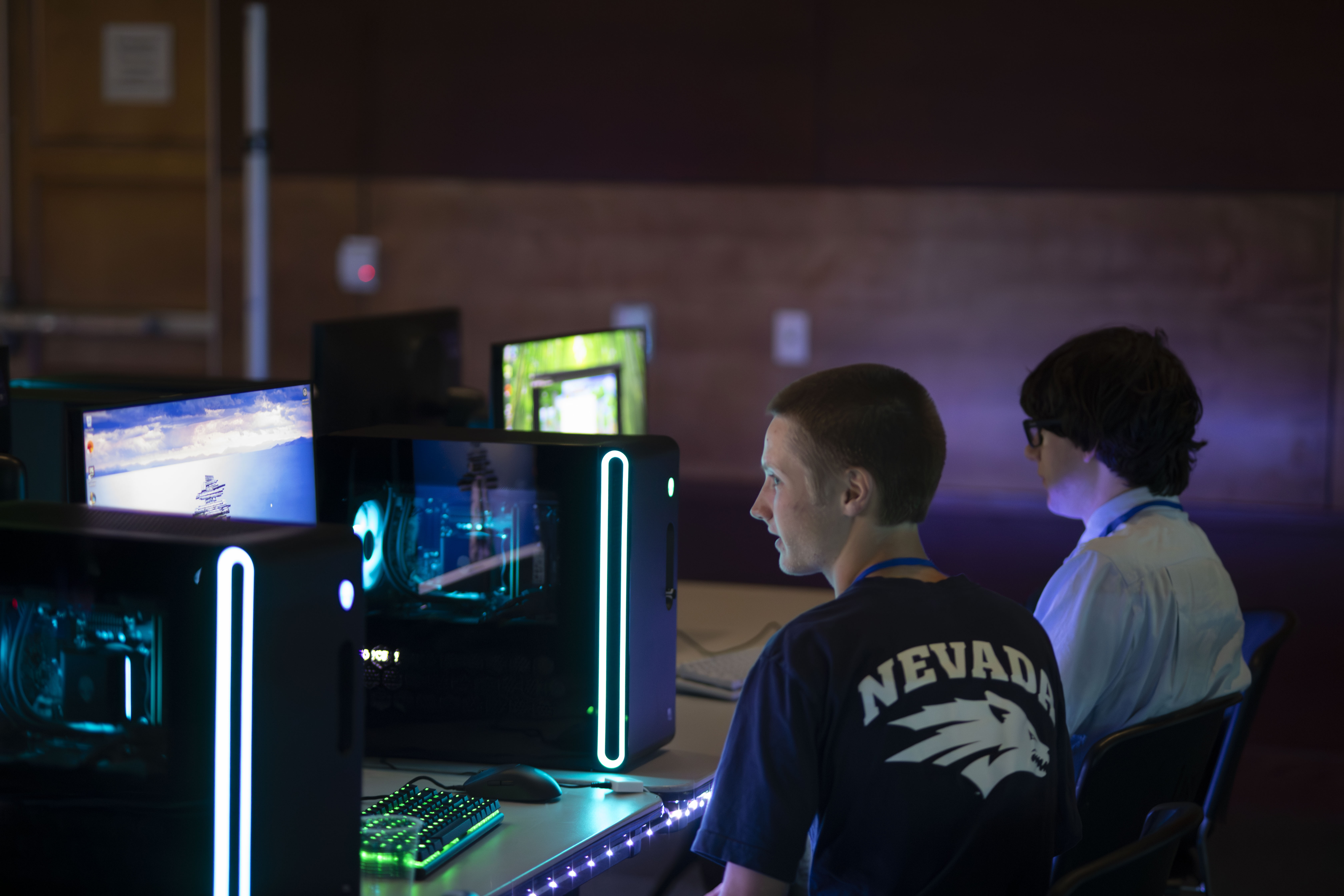 Student at a gaming rig